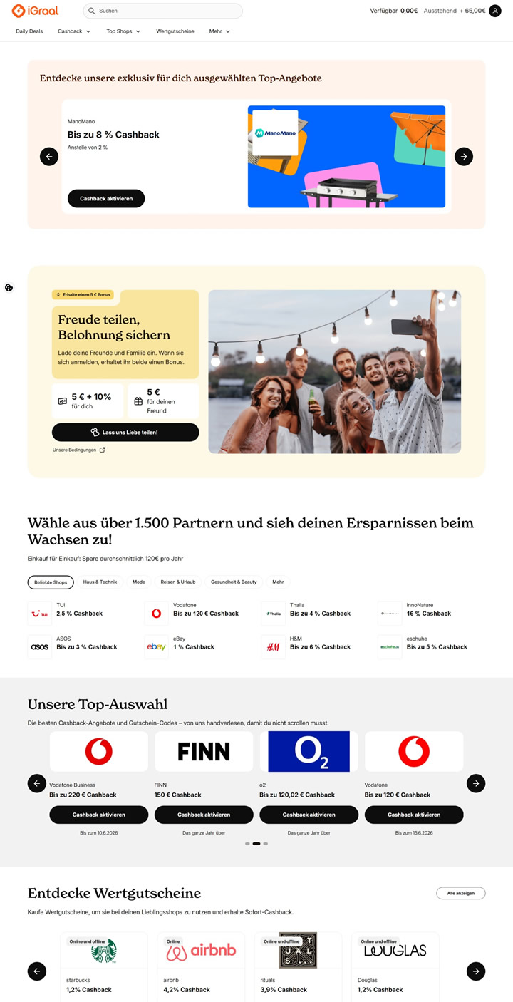 iGraal Germany: Voucher and cashback + 3000 online shops